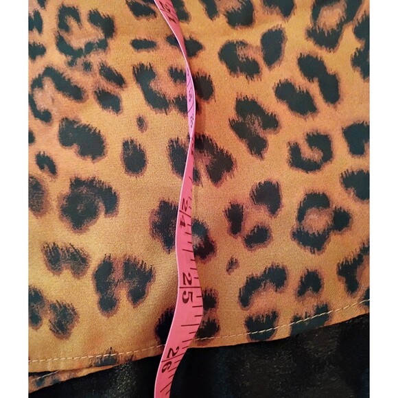 leopard print sheer tank top v neck white straps black brown size 2xl - Picture 8 of 8